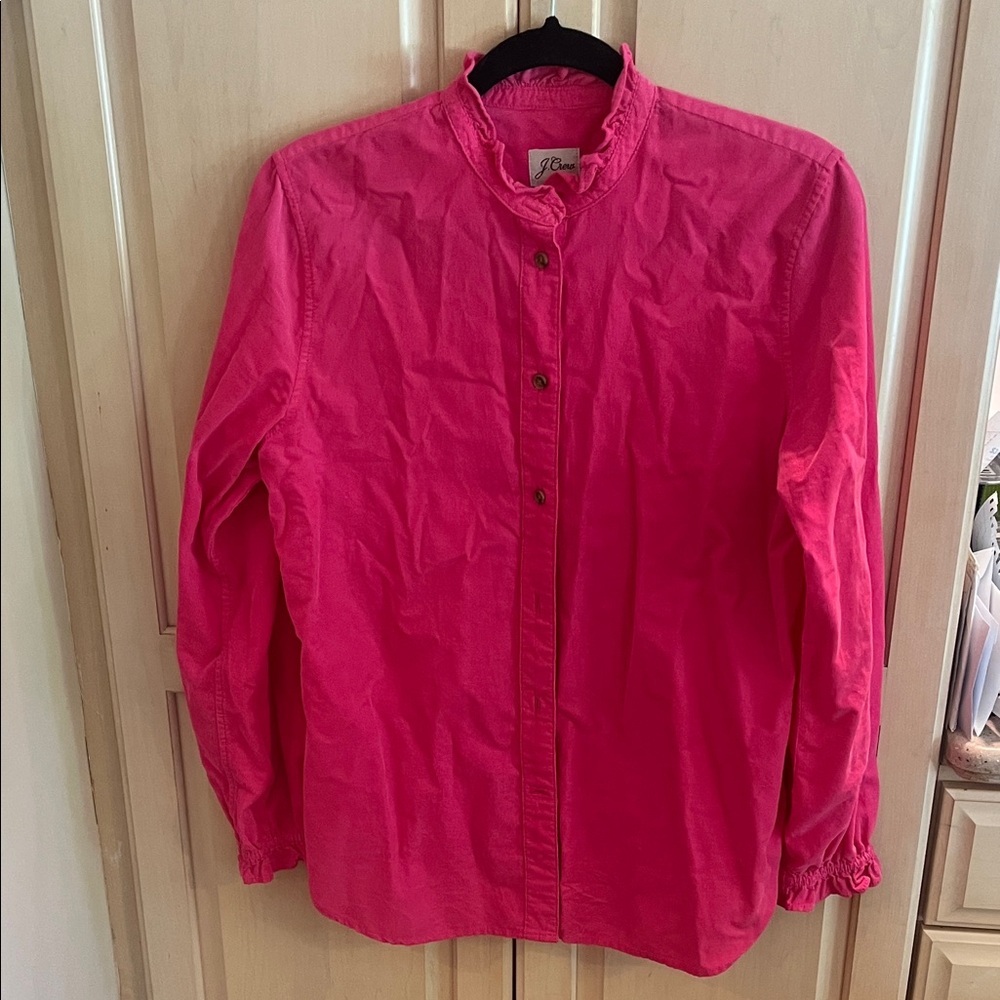 J Crew Pinwhale Corduroy Pink Button-Up Shirt Size 8